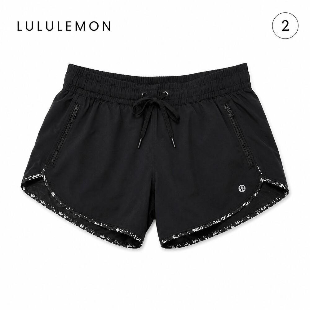 Lululemon Size 2 Choose A Side Reversible Run Shorts Black Print Lightweight